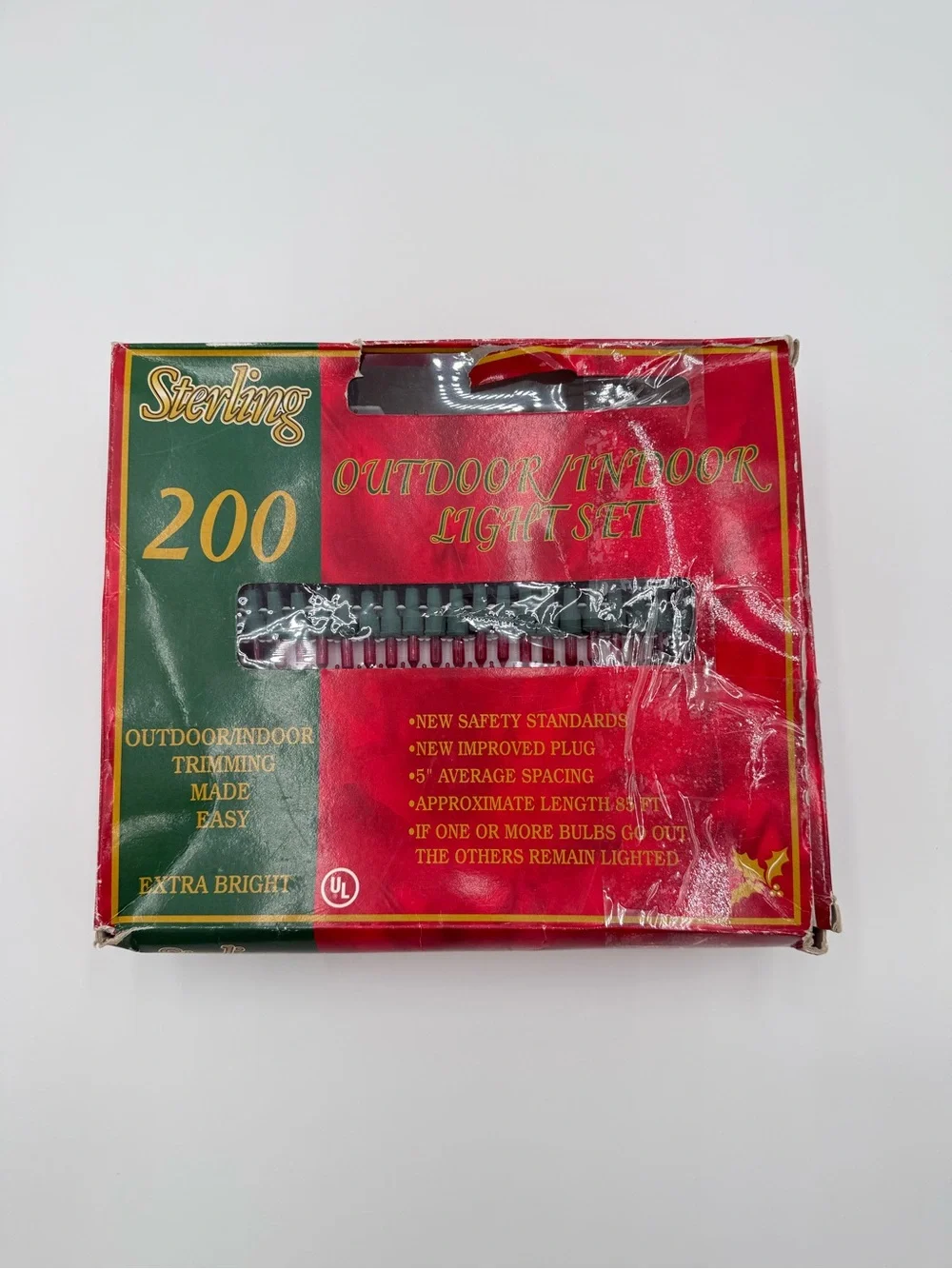 Vintage Sterling 200 Red Christmas Lights 85 Ft Indoor Outdoor Tested Works